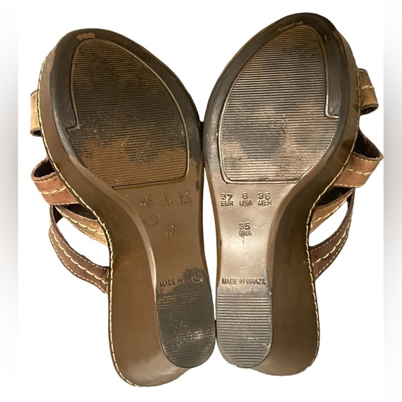 Passarela Brazil Terra Stitched Strap Leather Wedge Sandal; size 6 women’s - Picture 11 of 11